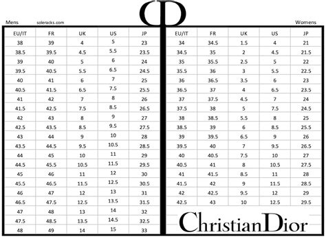 christian dior women size chart.